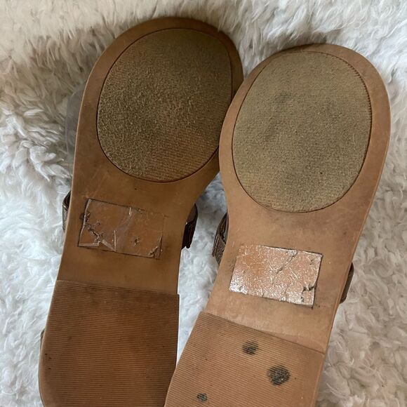 Torrid Brown T strap thong sandals turquoise & rhinestones accents size 13 - Picture 5 of 11